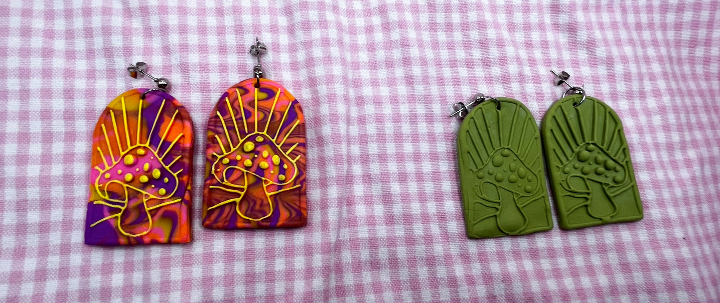 Mushroom Clay Earrings