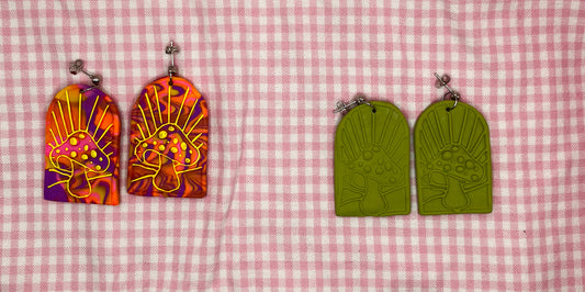 Mushroom Clay Earrings