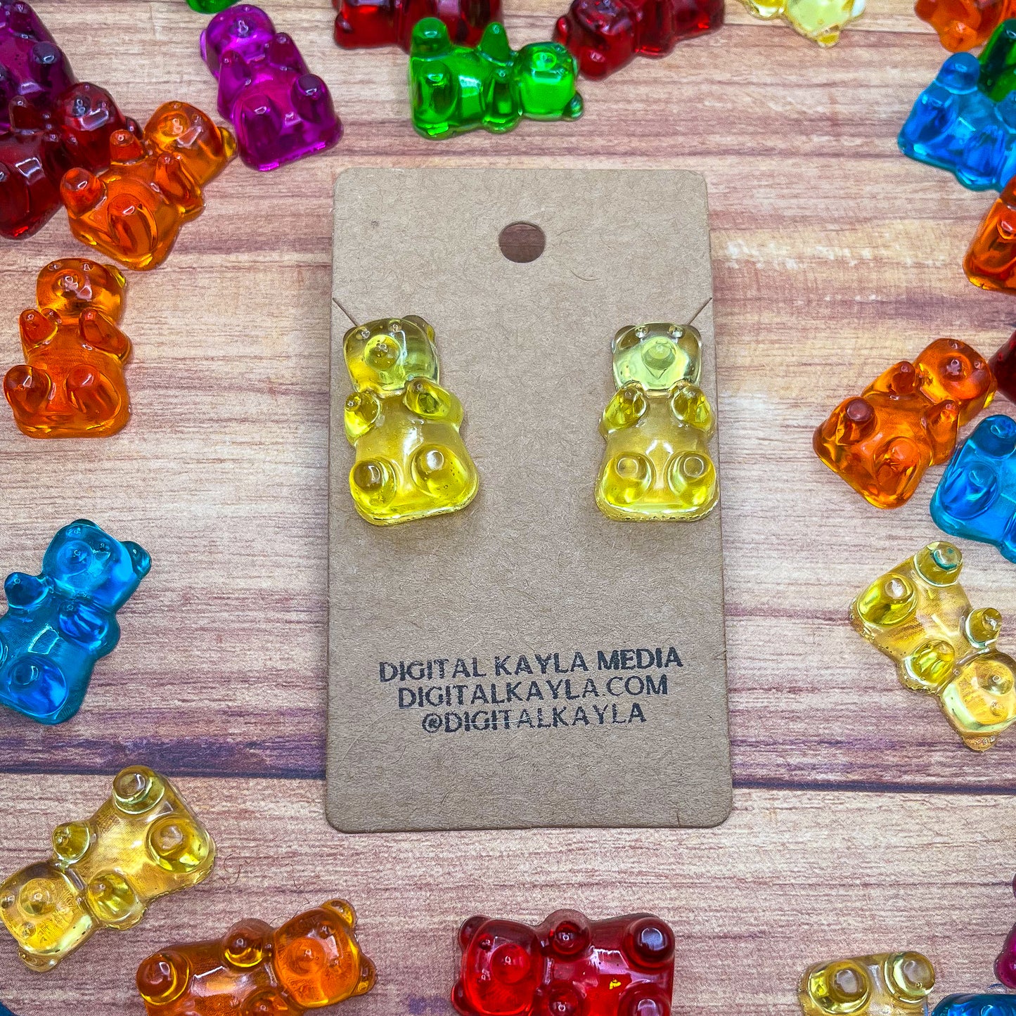 Handmade Rainbow Gummy Bear Studs