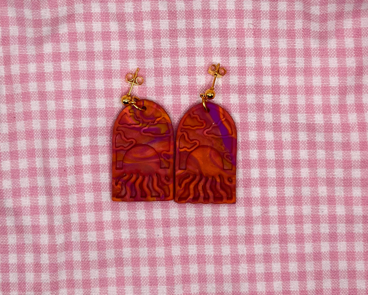 Sunrays and Clouds Clay Earrings