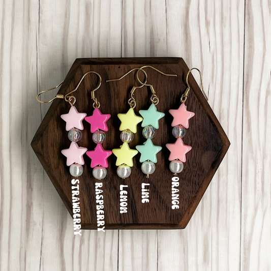 Handmade Sorbet Stars Dangle Earrings