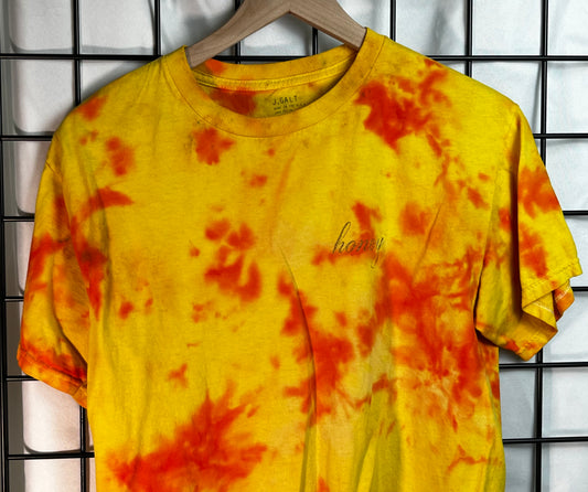 Upcycle Thrifted Tie Dye Honey Short Sleeve Shirt