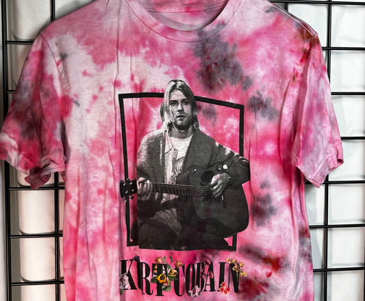 Upcycle Thrifted Tie Dye Kurt Cobain Short Sleeve Shirt