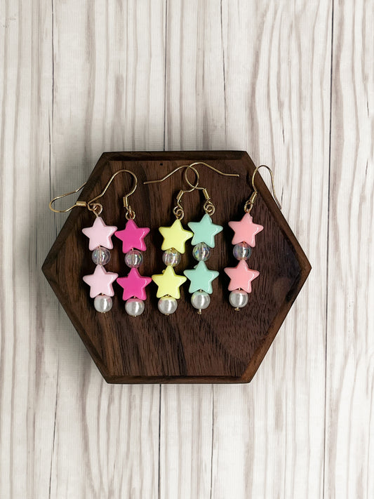 Handmade Sorbet Stars Dangle Earrings