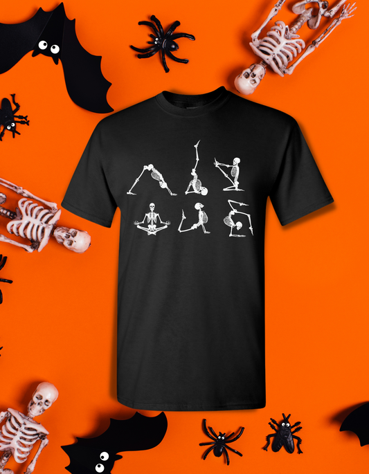 Made to Order Handmade Yoga Skeletons Halloween Short Sleeve Shirt