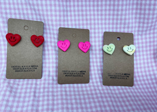 Heart Smiley Stud Earrings