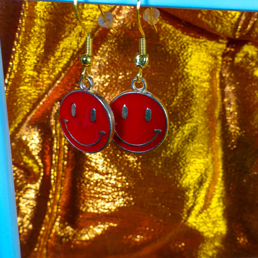 Simple Smiley Face Handmade Dangle Earrings